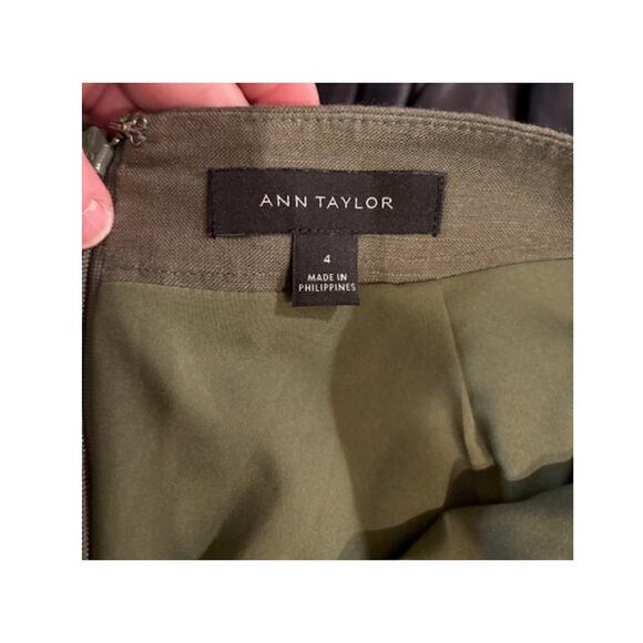 Ann Taylor Skirt A Line Womens Size 4 Linen Lined Olive Green Side Lace Up Sash - Picture 6 of 7
